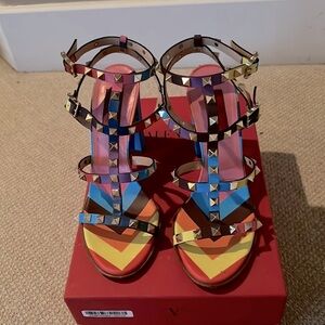 VALENTINO RUNWAY EDITION MULTICOLOR ROCKSTUD SANDALS
